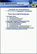 Themengliederung Sekten und Sondergemeinschaften